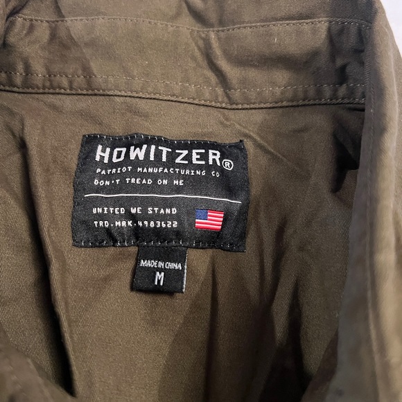 M NEW Howitzer Button Army Military Short Sleeve Shirt Mens Green USA Patriotic - Picture 9 of 9